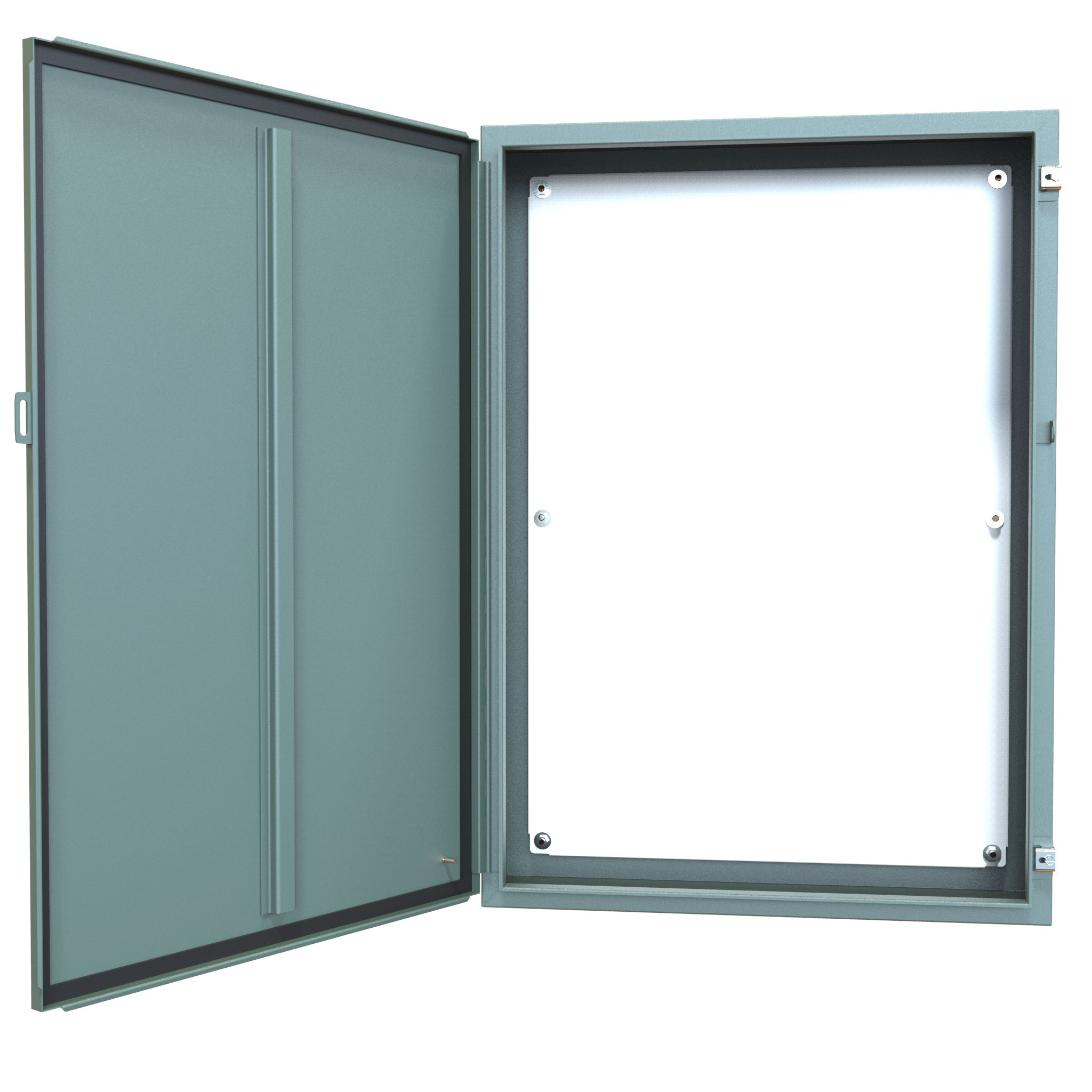 HAMMOND 1418O8 N12 WALLMOUNT ENCLOSURE, CONTINUOUS HINGE DOOR WITH CLAMPS, WITH PANEL - 42" X 30" X 8" - STEEL/GRAY